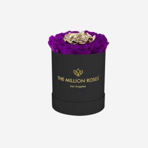Basic Black Box | Bright Purple & Gold Mini Roses